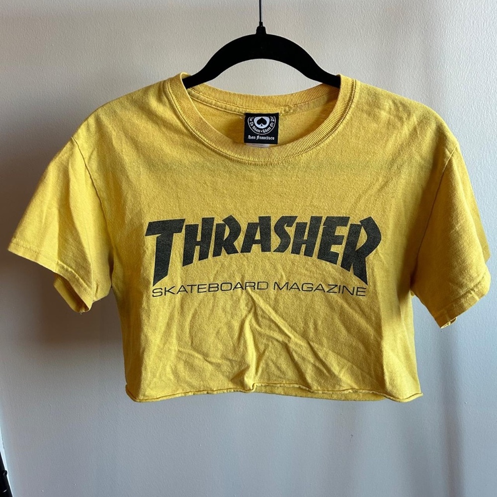 Thrasher Yellow Cropped T-Shirt